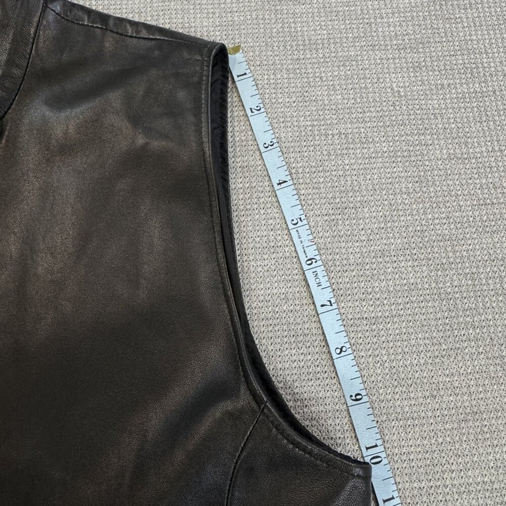 Sibylle Lyn Womens Black Leather Vest Mock Neck Lined Custom Size Spec Biker - Picture 11 of 11